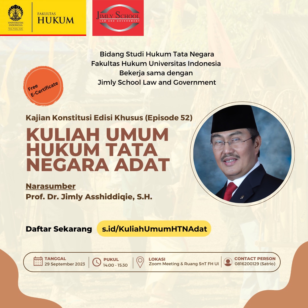 KULIAH UMUM HUKUM TATA NEGARA ADAT BERSAMA FAKULTAS HUKUM UNIVERSITAS INDONESIA